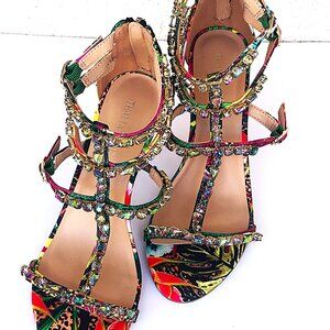 Multi sequins sexy high heel sandals with 3.5 inch heels by Thalia Sodi, Size 8